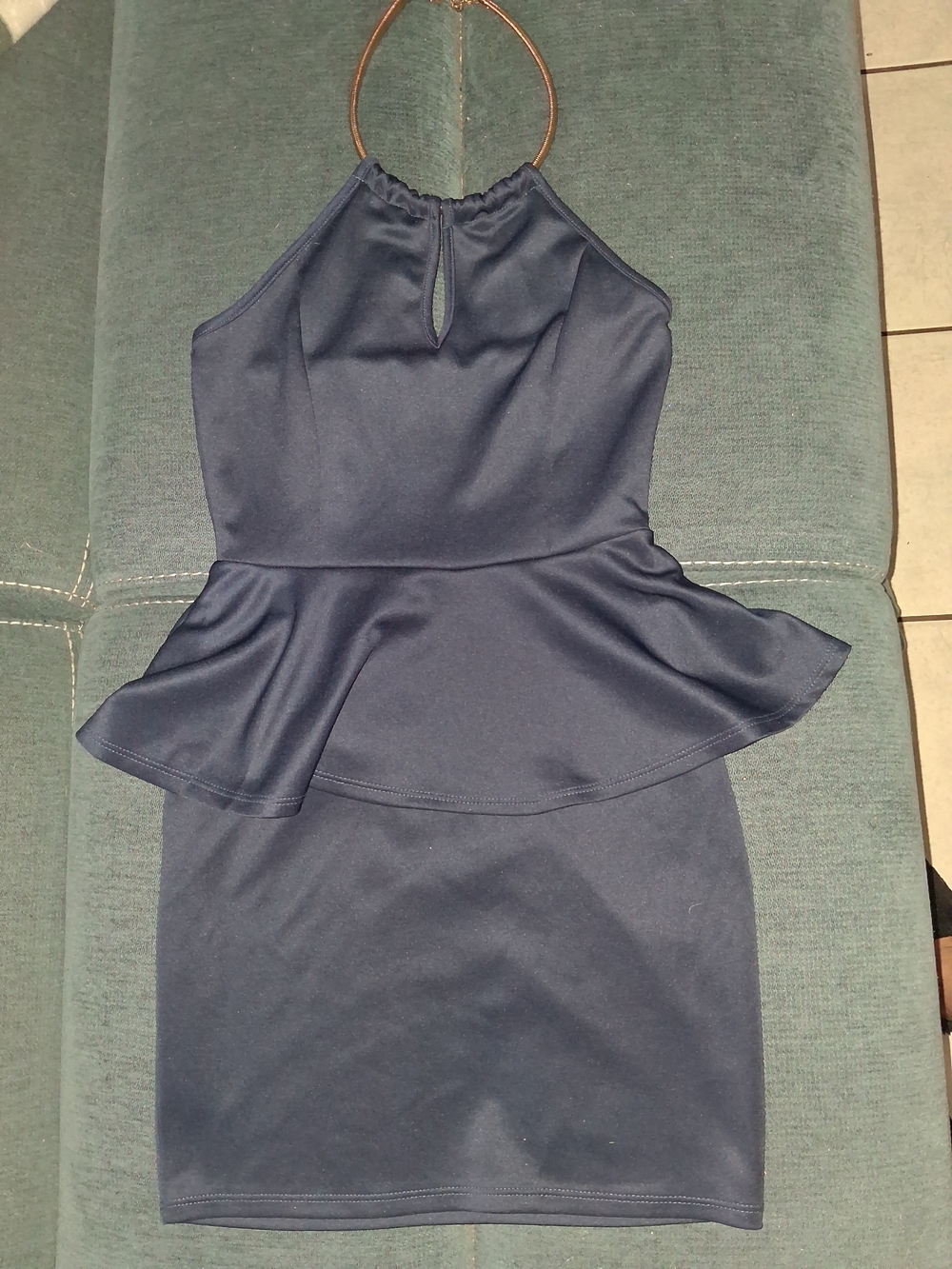 Charlotte Russe Navy Halter Peplum Mini Dress